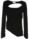 Post Archive Faction Cut-out Detail Asymmetric Top In Black