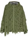 Post Archive Faction Cut-out Detail Hooded Jacket In Green