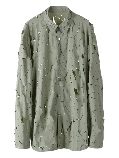 Post Archive Faction Cut-out Shirt In Gray