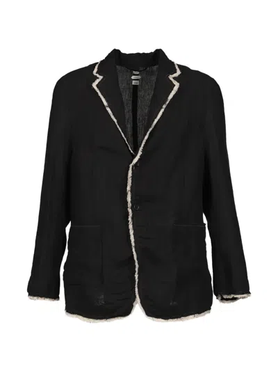 Post Archive Faction Drifter Raw-edge Linen Jacket In Black