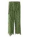 Post Archive Faction Laser-cut Frayed Trousers In Green