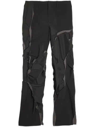 Post Archive Faction Layered-design Tapered Trousers In Black