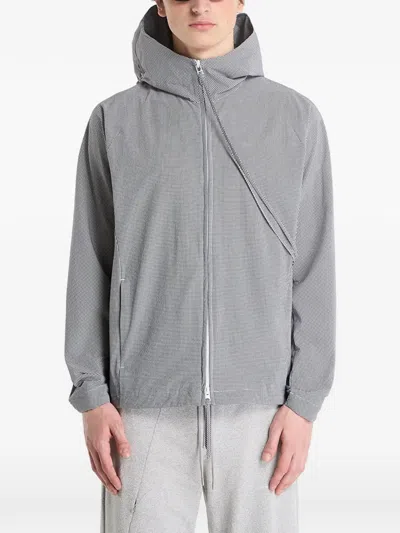 Post Archive Faction Opening Hooded Zip Jacket In Gray