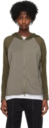 Post Archive Faction (paf) Green Paneled Hoodie In Olive Green