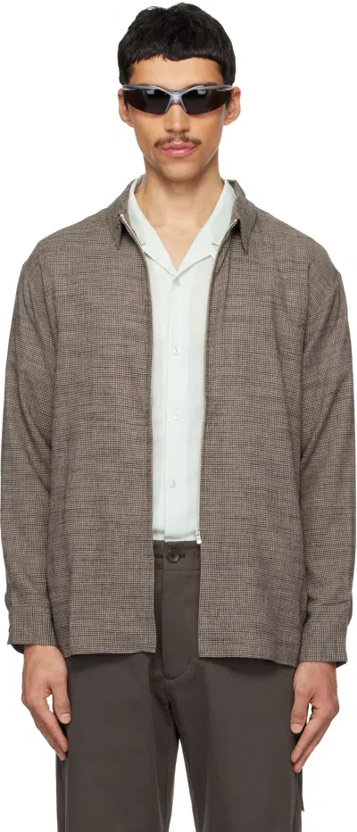 Post Archive Faction (paf) Taupe Zip Archive Shirt In Brown