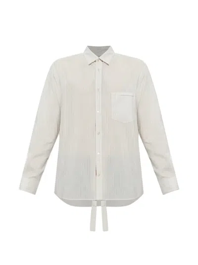 Post Archive Faction Pinstripe Back-slit Shirt In White