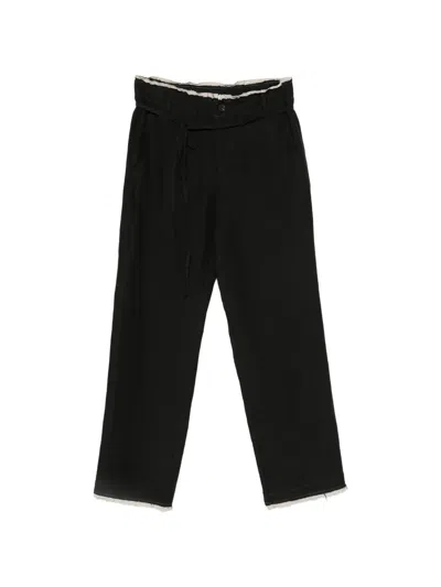 Post Archive Faction Raw-edge Belted Trousers In Black