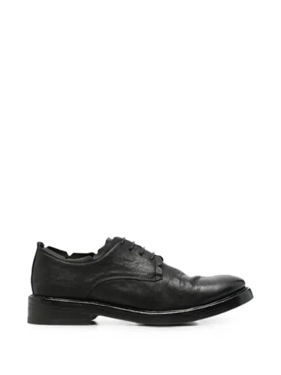 Post Archive Faction Raw-edge Lace-up Derby Shoes In Black