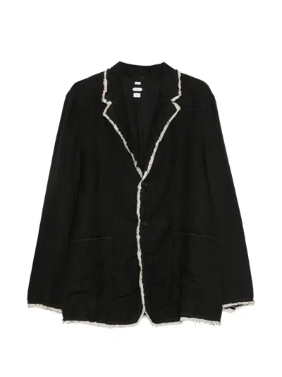Post Archive Faction Raw-edge Notched-lapel Jacket In Black