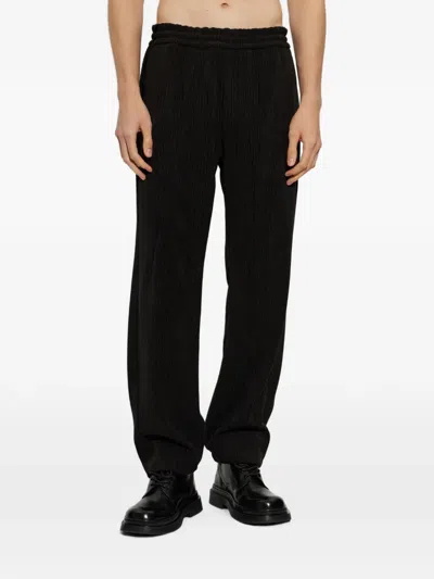 Post Archive Faction Ribbed-knit Track Pants In Black