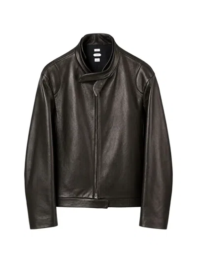 Post Archive Faction Rider Zip-up Leather Jacket In Black