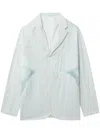 Post Archive Faction Semi-sheer Notch-lapels Jacket In Blue