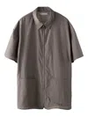 Post Archive Faction Silk Blend Shirt In Gray