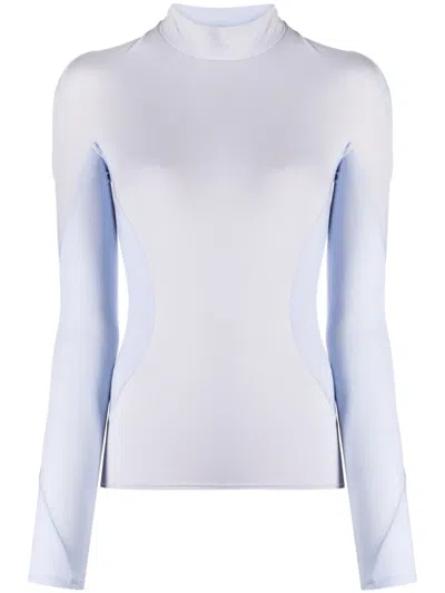 Post Archive Faction Slub-texture Panelled T-shirt In Blue