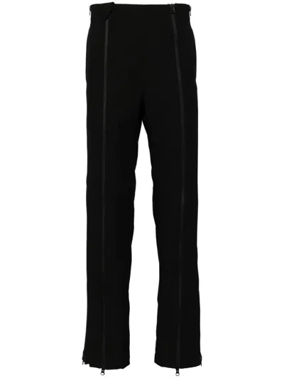 Post Archive Faction Zip-embellished Straight-leg Trousers In Black