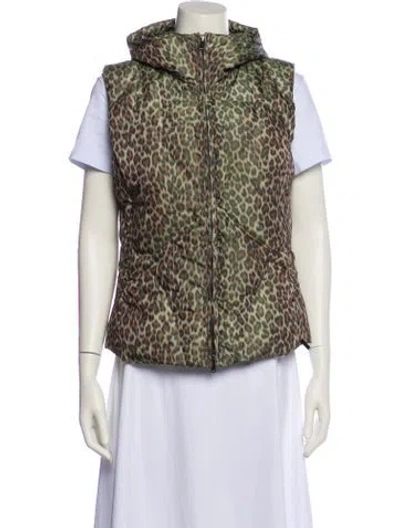 Pre-owned Post Card Animal Print Down Jacket In Green