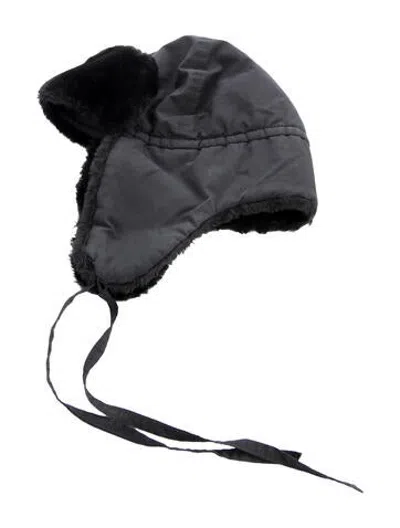 Pre-owned Post Card Cotton Woven Trapper Hat In Black