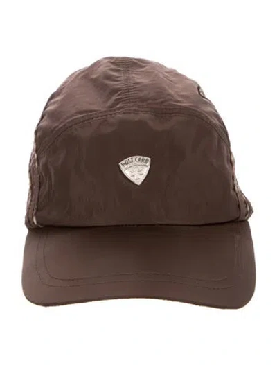 Pre-owned Post Card Embellished Nylon Baseball Hat In Brown