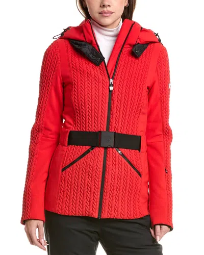 Post Card Fox Fur-trim Down Ski Jacket In Red