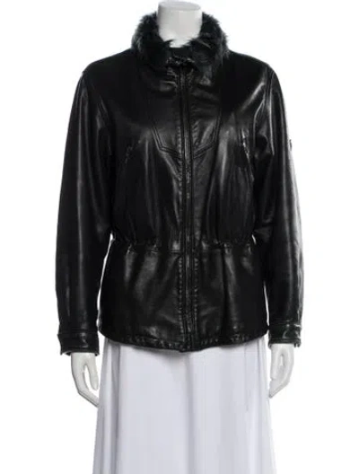 Pre-owned Post Card Lambswool Biker Jacket In Black