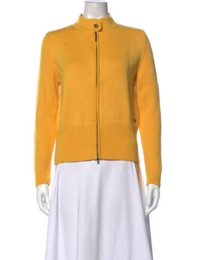 Pre-owned Post Card Merino Wool Open Front Sweater In Yellow