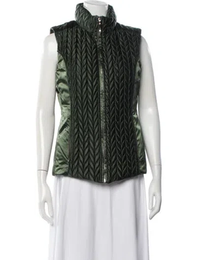 Pre-owned Post Card Patterned Vest In Green