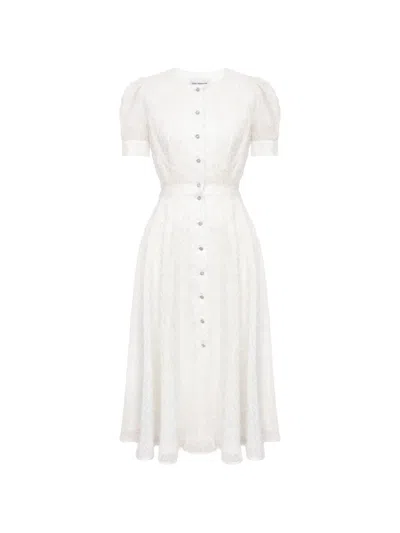 Post Meridiem Buttoned Midi Dress In White