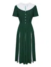 Post Meridiem Contrast-collar Midi Dress