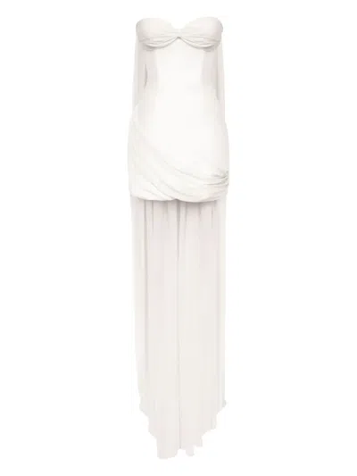 Post Meridiem Corset Draped Mini Dress In White