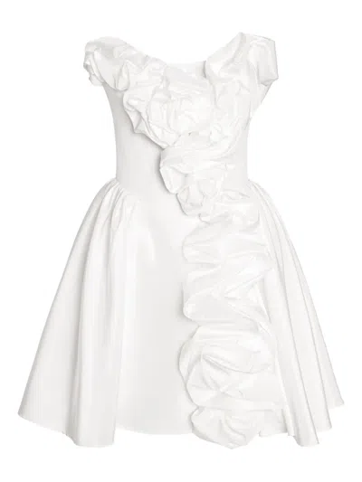 Post Meridiem Corset Ruffled Mini Dress In White