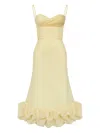 Post Meridiem Draped-bodice Flounced Bustier Dress