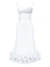Post Meridiem Draped-bodice Flounced Bustier Dress