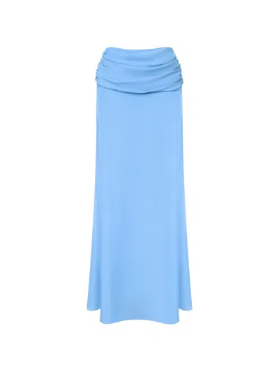Post Meridiem Draped Chiffon Maxi Skirt In 블루
