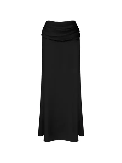 Post Meridiem Draped Chiffon Maxi Skirt In Black