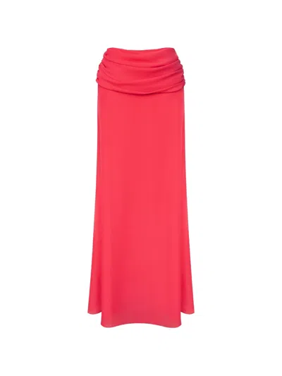 Post Meridiem Draped Chiffon Maxi Skirt In Red