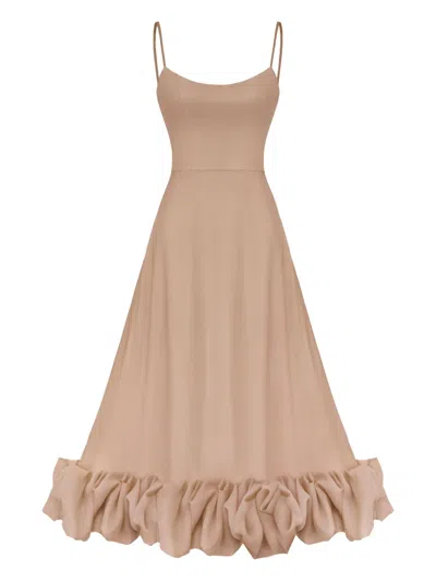 Post Meridiem Flounce Bustier Midi Dress