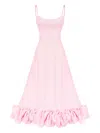 Post Meridiem Flounce Ruffled Midi Dress In Pink