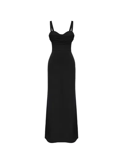 Post Meridiem Gathered-detail Maxi Dress In Black