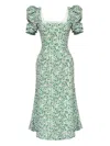 Post Meridiem Godet-gilhouette Square-neck Midi Dress