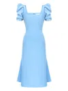 Post Meridiem Godet-silhouette Square-neck Midi Dress