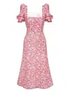 Post Meridiem Godet-silhouette Square-neck Midi Dress