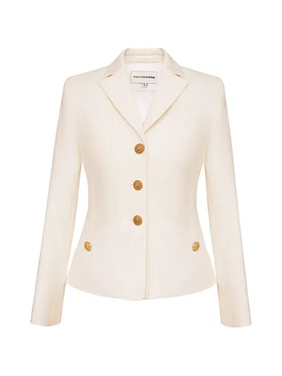 Post Meridiem Gold-tone Buttoned Fitted Jacket In Neutral