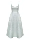 Post Meridiem Jacquard Fitted Corset Midi Dress In Green