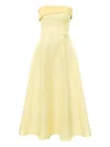 Post Meridiem Jacquard Satin-panel Midi Dress In Yellow
