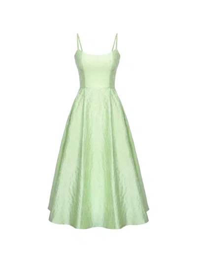 Post Meridiem Jacquard-patterned Corset-style Midi Dress In Green