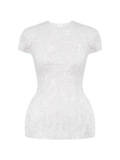 Post Meridiem Lace Peplum Top In White