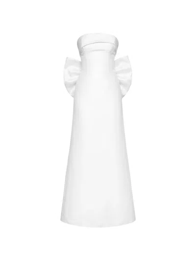 Post Meridiem L'instant Bow-detail Strapless Maxi Dress In White