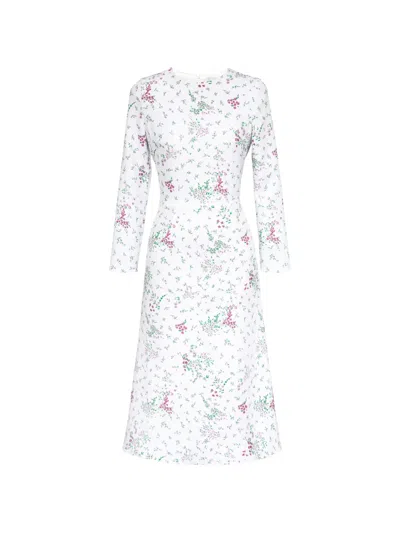 Post Meridiem Long-sleeve Floral-print Midi Dress In White
