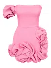 Post Meridiem One-shoulder Ruffled Mini Dress In Pink