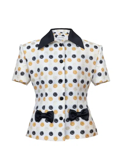 Post Meridiem Polka-dot Bow-detail Jacket In Multi